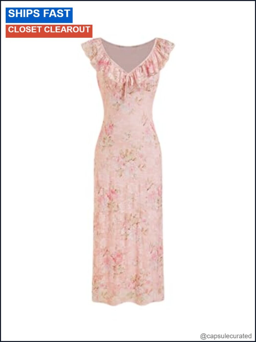 Floral Maxi Wedding Guest Dress Ruffle Sleeveless Smocked Cocktail